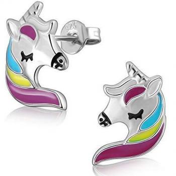 Pendientes de plata de ley 925 unicornio ni?a, pendientes perforados no al¨¦rgicos 925, regalo de cumplea?os