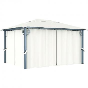 Cream Aluminum Gazebo with Curtains 400x300 cm