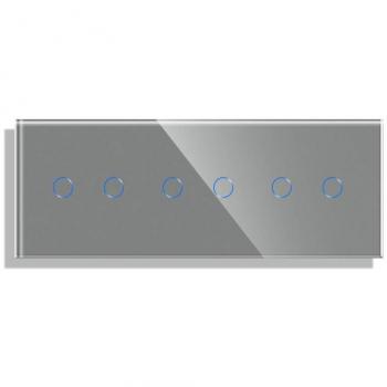 Frontal cristal gris KOOB 6 botones 3 módulos