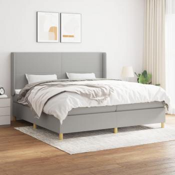 Cama box spring de muelles con colchón gris claro 200x200 cm Tela Vidaxl