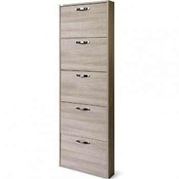 Zapatero Slim de Madera de Melamina 5 Solapas Olmo 180x65x15 cm