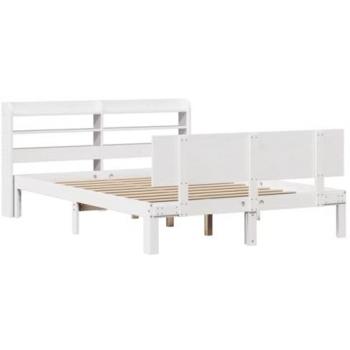 Estructura de cama con cabecero sin colchón blanco 140x200 cm