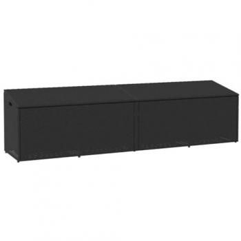 Black Poly Rattan Garden Storage Box 220x50x58 cm with Water-Resistant Bags and Gas Spring Lid