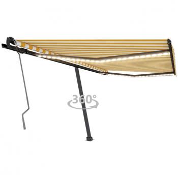 Toldo manual retráctil con LED amarillo y blanco 450x350 cm