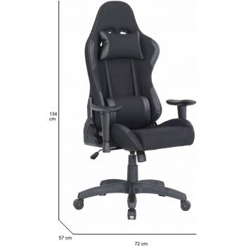 Silla Gaming Daren - Sillón de Escritorio Ajustable para Adultos, 57x72h124/134 cm, Color Negro
