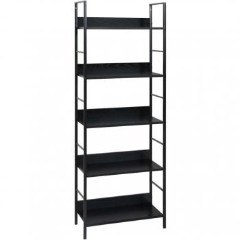 Estante para libros Blek 5 estantes negro 60x27,6x128,5 cm madera multicapa