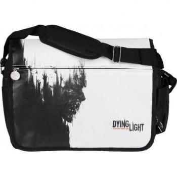 Bandolera Dying Light Negra y Blanca con diseño exclusivo del videojuego, material resistente, correa ajustable y compartimento principal con cierre