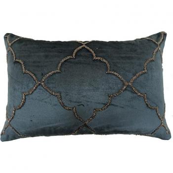 Cojín de terciopelo azul oscuro Romimex 45 x 10 x 30 cm