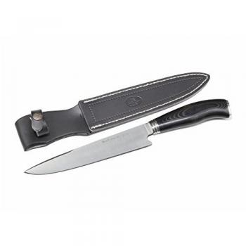 Cuchillo de caza Muela Gaucho GAUCHO-20M, tamaño total 32,5 cm, mango micarta negra, pomo y virola de acero inoxidable + tarjeta multiusos de regalo