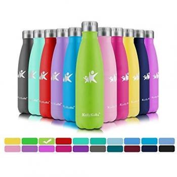 KollyKolla Botella de Agua Acero Inoxidable, Termo Sin BPA Ecológica, Botellas Termica Reutilizable Frascos Térmicos para Niños & Adultos, Deporte, Oficina, Yoga, Ciclismo,