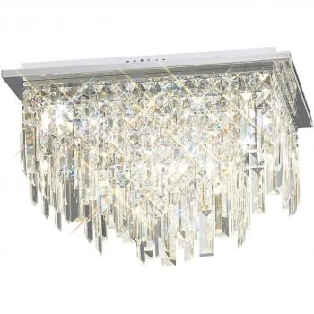 Lámpara de techo cuadrada Maddison 6 bombillas cromo pulido / cristal