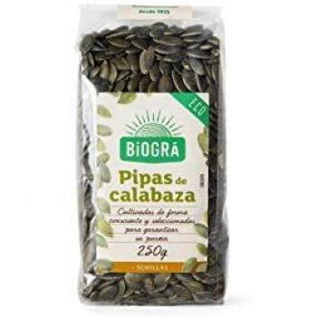 BIOGRÁ - Pipas de Calabaza, Apto para Veganos, Bajo Contenido en Grasas Saturadas, No Contiene Sal, Ideal para Acompañar Ensaladas, Sopas o Elaborar Pan Casero, 250g