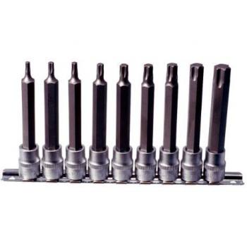 KS Tools 911.1520 1/2 Juego de llaves de vaso con punta para tornillos Torx, largas, 9 pzs, T20-T60