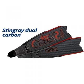 Aletas de Pesca Submarina Omer Stingray Dual Carbon, Doble Aletas de Carbono para Hombres y Mujeres Adultos, Multicolor, Talla 47-48