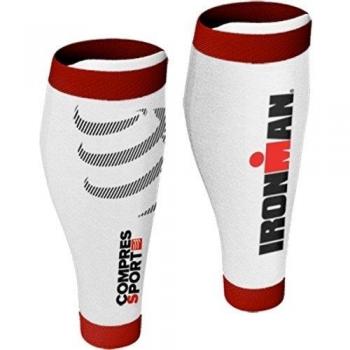 Compressport CALF R2 V2 Edition - Calf Compression Sleeves Ironman triatlón Tri calentadores de la pierna Marathon regeneración, color White - White/Red, tamaño T2