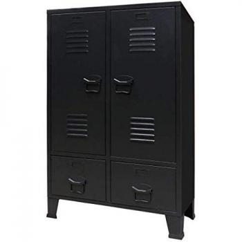 Sonata Garderob metalen, industrieel stijl, 67x35x107 cm, zwart