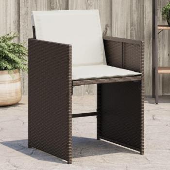 Sillas de jardín con cojines 4 PC Polyrattan Marrón