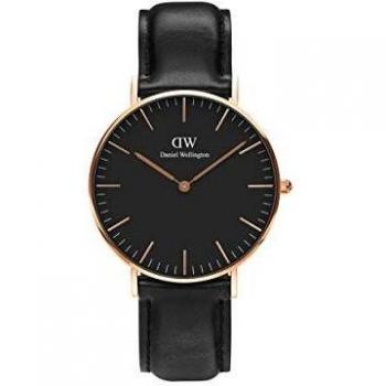 Daniel Wellington Classic Sheffield, Reloj Negro/Oro Rosado, 36mm, Cuero, para Mujer y Hombre