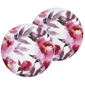 Conjunto de 2 Cojines de Jardín Redondos ⌀ 40 cm Poliéster Floral Blanco y Rosa Resistente al Agua