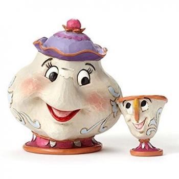 Figura Decorativa Mrs Potts y Chip de Disney Enesco, La Bella y la Bestia, 10.5 cm