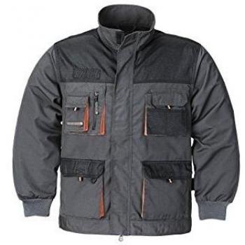 Chaqueta de hombre talla 50, gris oscuro/negro/naranja, 65% poliéster / 35% algodón, Terratrend