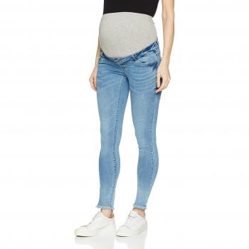 MAMALICIOUS Mlcrinkle Light Blue Slim Jeans A. B, Pantalones premamá para Mujer, Azul Denim,