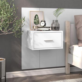 Mesita de noche de pared vidaXL en color blanco, negro y roble Sonoma, moderna, ideal para dormitorio, salón o estudio