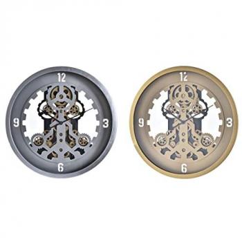 Reloj de Pared DKD Home Decor Cristal Plateado Dorado Hierro 50 x 8 x 50 cm (2 Unidades)