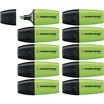 Marcador fluorescente STABILO BOSS Mini - Caja con 10 unidades - Color verde