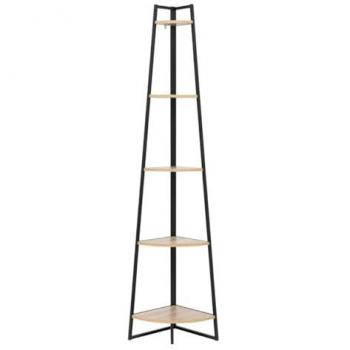 Estantería Esquinera Industrial de Metal Negro y Roble Claro con 5 Estantes - FIVE SIMPLY SMART 180x35x35 cm