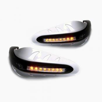 Universal Blanco Motocicleta Guardamanos Integrado Indicadores LED / Intermitentes