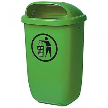 Cubo de basura SULO 50l plástico verde con tapa antipluvia H650xB395xT250mm