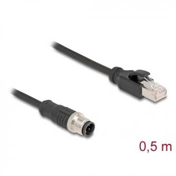 Cable de Red Delock M12 a RJ45 0,5 m Cat5e S/FTP D-kodiert 4 Pines Negro
