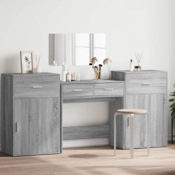 Juego de tocador de 4 piezas madera de ingeniería gris Sonoma Vidaxl