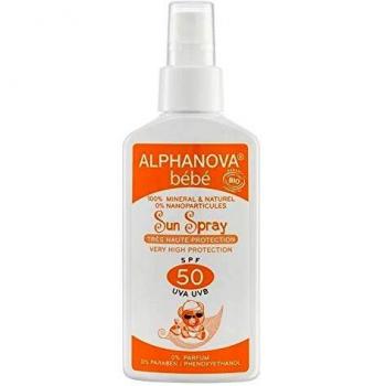 Alphanova Baby Sunscreen SPF 50+ - Organic, Hypoallergenic Spray, 125g