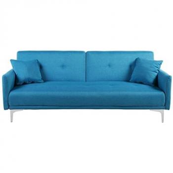 Sofá Cama Azul Marino 3 Plazas con Asiento Botonado y Mecanismo Click Clack