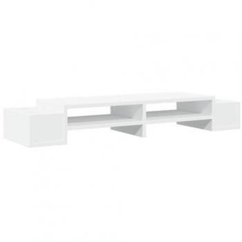 Soporte de pantalla con almacenaje madera blanco 100x27x15cm