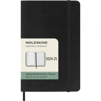Agenda Moleskine 18 meses 2024-2025 semana vista tapa blanda negra