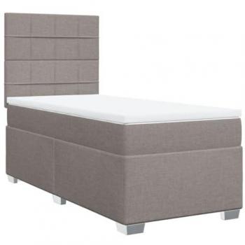 Cama Box Spring con colchón de tela gris taupe 90x200 cm