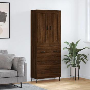 Aparador alto de madera contrachapada marrón roble 69,5x34x180 cm multicapa