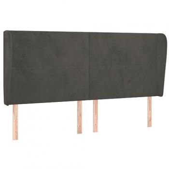 Cabecero con orejas de terciopelo gris oscuro 163x23x118/128 cm