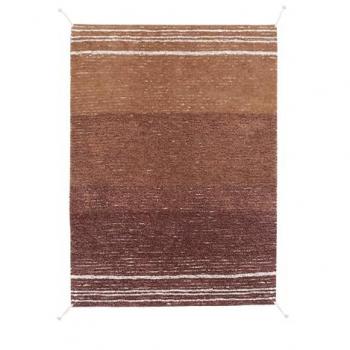 Alfombra Lavable de Algodón Marrón Reversible 170x240 cm - Dos Diseños en Uno, Hecha a Mano con Tintes No Tóxicos