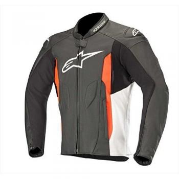 Alpinestars Faster - Chaqueta de piel para hombre, color negro, blanco y rojo