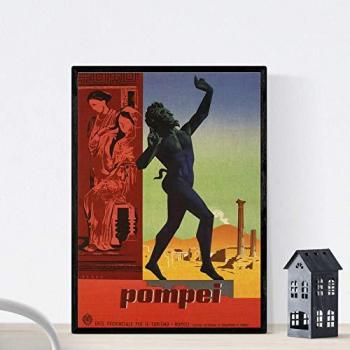 Cartel Vintage A4 de Francia e Italia - Conoce Pompeya (sin marco)