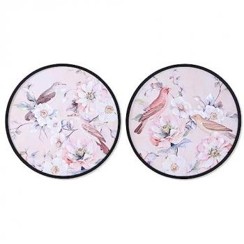 Cuadro DKD Home Decor Romántico Pájaros 70 x 3 x 70 cm (2 Unidades)