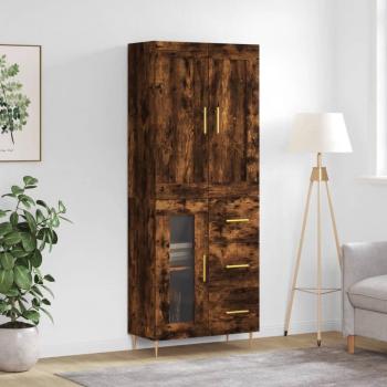 Aparador Alto de Madera Contrachapada Roble Ahumado 69,5x34x180 cm