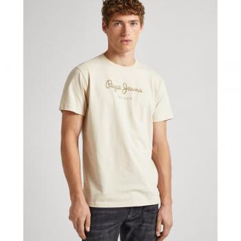 Camiseta Pepe Jeans para Hombre Eggo Beige Claro con Logo Frontal