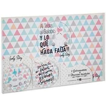 LS LOVELY STORY REGALA HISTORIAS BONITAS Set Posavasos + manteles, Varios, 44 X 29 cm salvamantel-11 cm diametro
