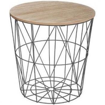 Mesa de Centro Kumi Roble Claro y Negro con Estructura de Metal, Estilo Contemporáneo
