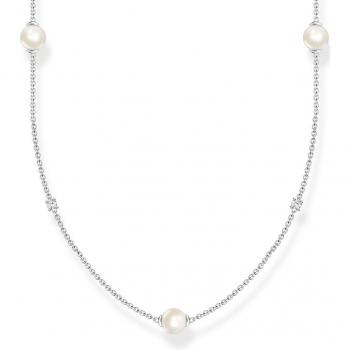 Thomas Sabo Necklace Pearls with White Stones Silver 925 Sterling Silver Freshwater Pearl Cubic Zirconia Gray Female ONE SIZE
